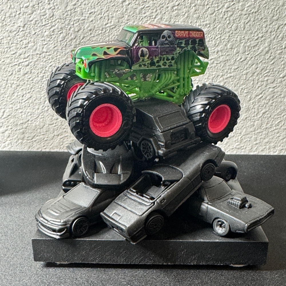 Grave Digger Monster Truck Desk/Shelf Art Sculpture Handmade Matte Black Signed